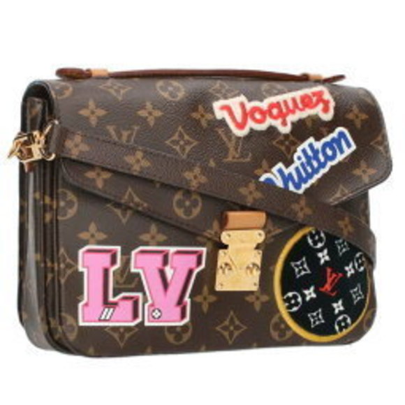 Louis Vuitton Pochette Metis Monogram Patches Shoulder Bag Brown Pink - Picture 1 of 5